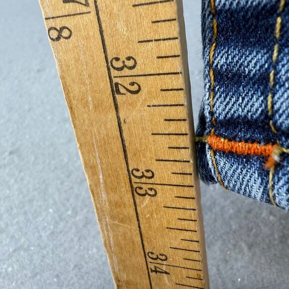 True Religion Jeans Women's 31 (12) Blue Tapered Leg Stained High Rise Fit - Picture 15 of 16